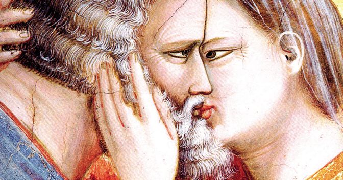. Giotto, «Incontro di Anna e Gioacchino alla Porta Aurea» (part.), Padova, Cappella degli Scrovegni