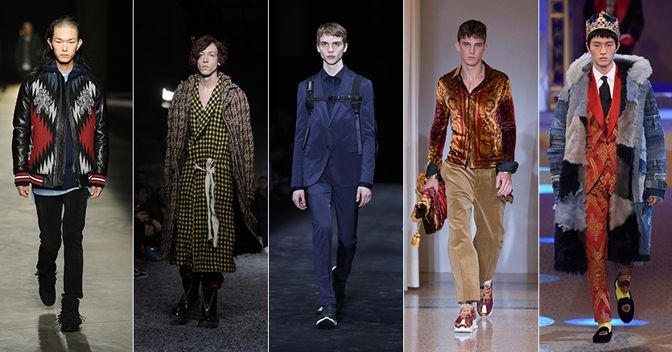 Da sinistra: Diesel Black Gold, Marni, Neil Barret, Versace, Dolce & Gabbana