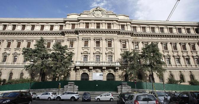 Roma. La facciata del palazzo dell'ex Poligrafico e Zecca dello Stato che diventerà un hotel di lusso a marchio Rosewood
