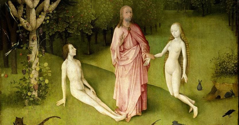 L’incipit della vita. J. Bosch, «Creazione di Adamo ed Eva» (part.), Madrid, Museo del Prado