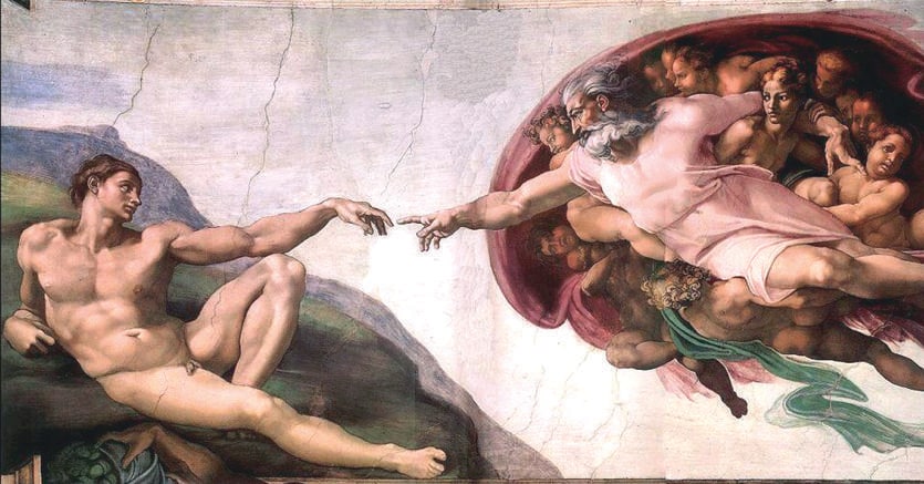 Materialismo e religione. Un particolare della Cappella Sistina disegnata da Michelangelo (1475-1564)