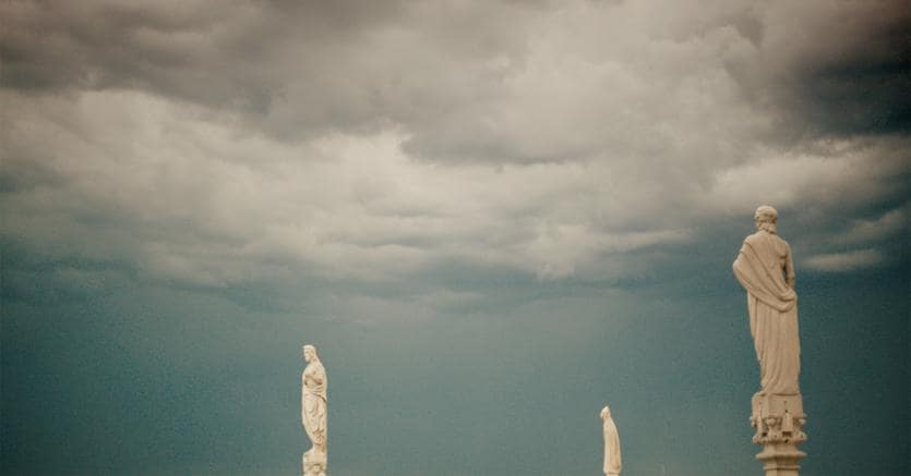 Le guglie del duomo di Milano e un particolare della medusa Turritopsis Nutricola nel film Spira Mirabilis