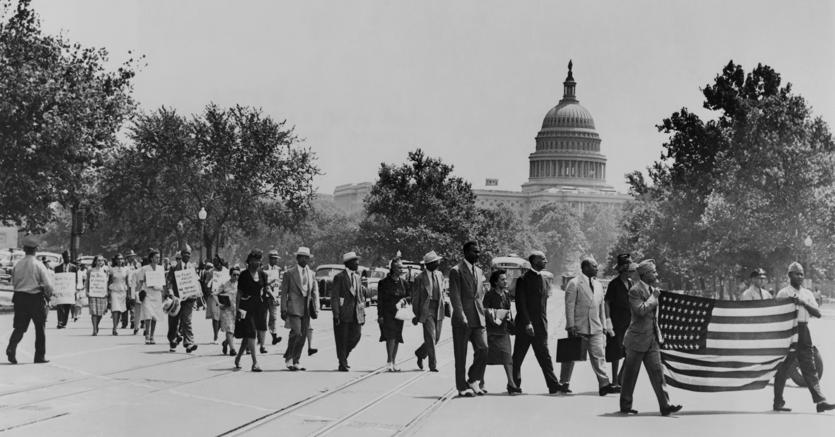 A Washington. Le proteste che seguirono il linciaggio dei quattro sposi afroamericani Dorsey e Malcom in Georgia, nel luglio del ’46