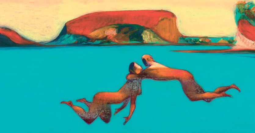 Lorenzo Mattotti, «Nell’acqua» (2001), matita colorata e pastello su carta. In mostra  a Villa Manin di Passariano