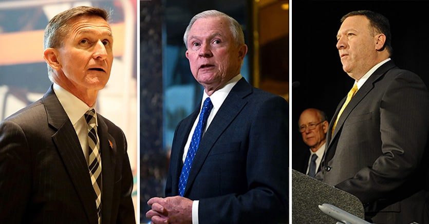 Michael Flynn , Jeff Sessions e Mike Pompeo 