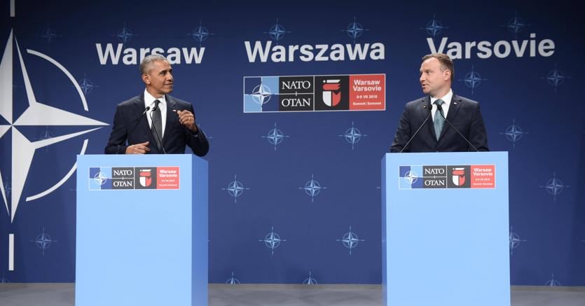 Il presidente americano Barack Obama (a sinistra) e quello polacco Andrzej Duda (a destra)