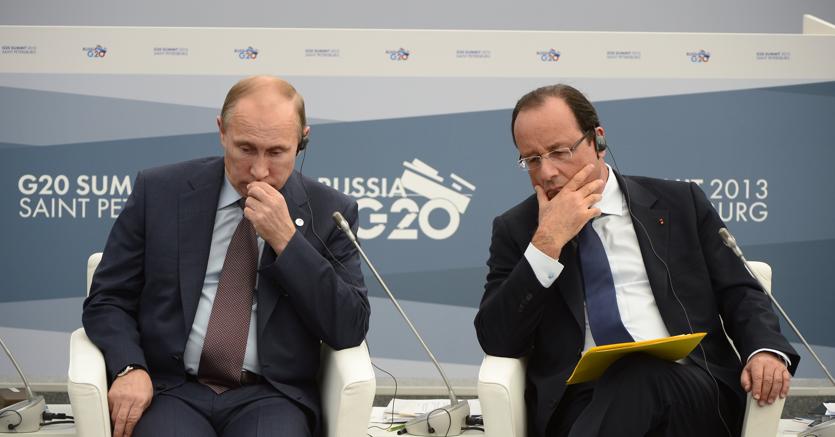 Vladimir Putin e François Hollande al G20 di Pietroburgo, il 6 settembre 2013