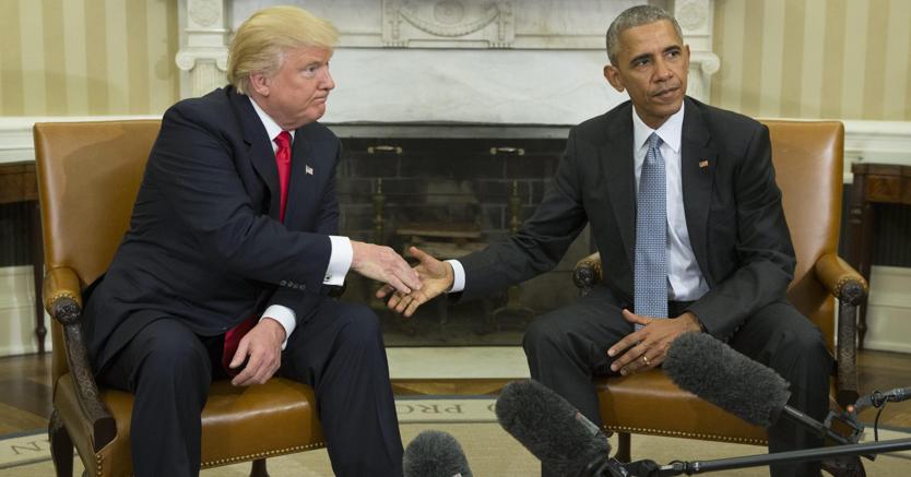 Trump con Barack Obama alla Casa Bianca (Afp)