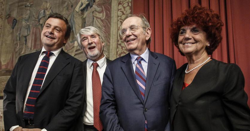 I ministri Calenda,  Poletti,  Padoan e  Fedeli al convegno ''Risultati Piano Nazionale Industria 4.0''