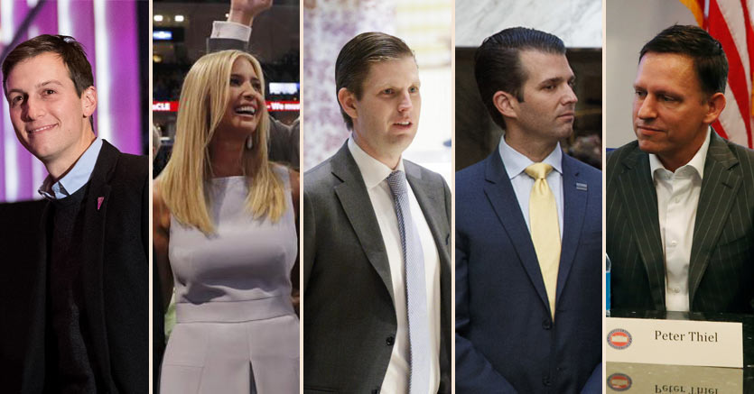 Jared Kushner, Ivanka Trump, Eric Trump, Donald Jr. Trump, Peter Thiel 