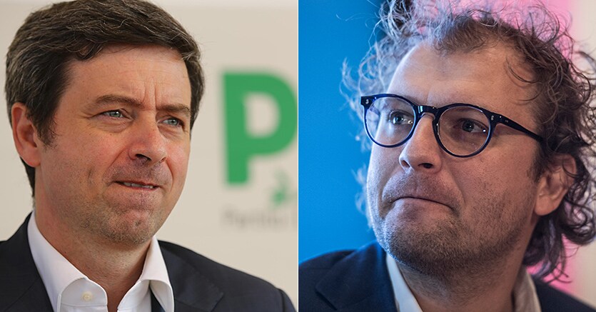 Il il ministro della Giustizia Andrea Orlando (a sinistra) e quello dello Sport, Luca Lotti