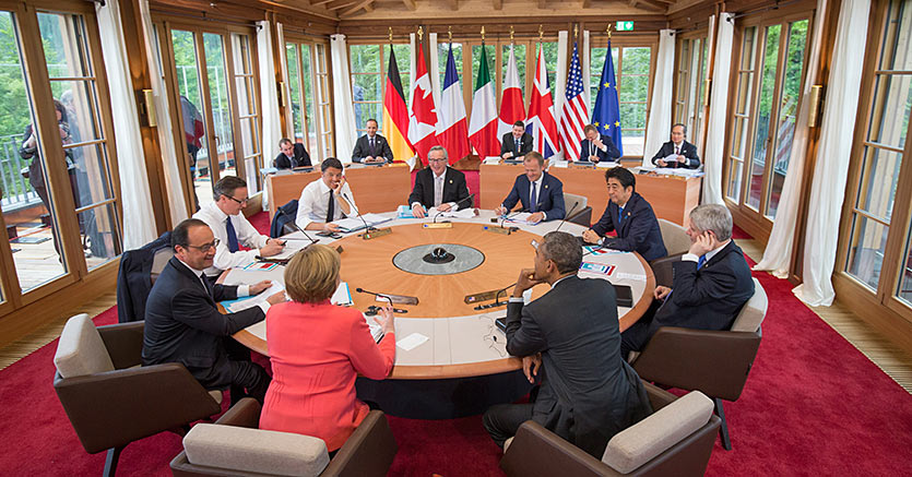 I membri del G7 durante il summit di Kruen in Germania nel 2015 (Reuters)