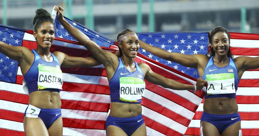 Kristi Castlin (medaglia di bronzo) Brianna Rollins (oro) e  Nia Ali (argento)  (Reuters)