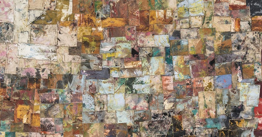 Brand New Gallery di Milano dell'artista statunitense Graham Wilson un olio e corda su tela Wacks and Wayne del 2015, 127 x 152,4 cm (prezzo offerto 8.500 dollari)