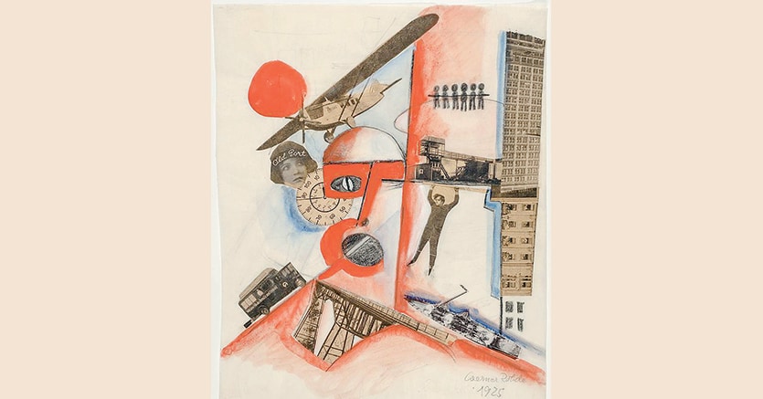 Werner Rohde «Großstadt», 1925, Collage e acquarello su carta, 29,5 x 24,2 cm. Courtesy Galerie Berinson, Berlin