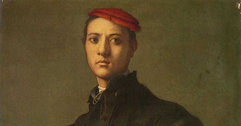 Jacopo Carrucci detto Pontormo - Ritratto di giovane con cappello rosso
