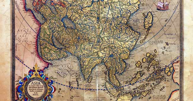 Una delle carte geografiche di Gerardo Mercatore in mostra a Pechino