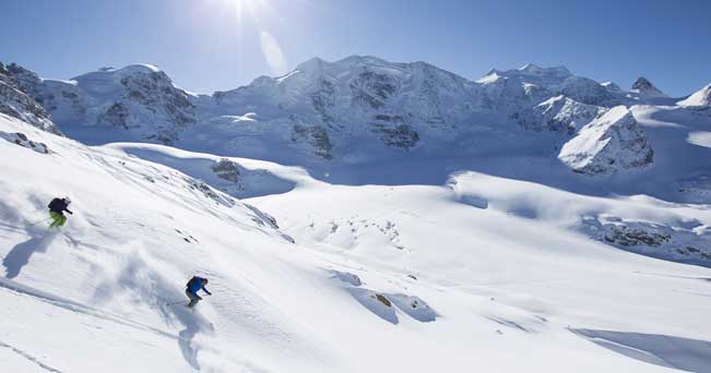 Discese in libert sulla neve di Diavolezza (Ph. Engadin St Moritz Mountains/ Andrea Badrutt)