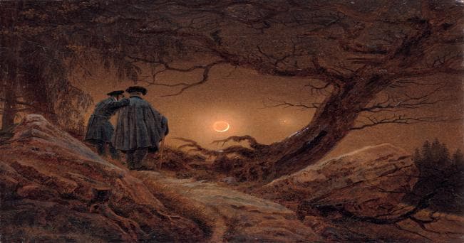 Caspar David Friedrich - Zwei Mnner in Betrachtung des Mondes