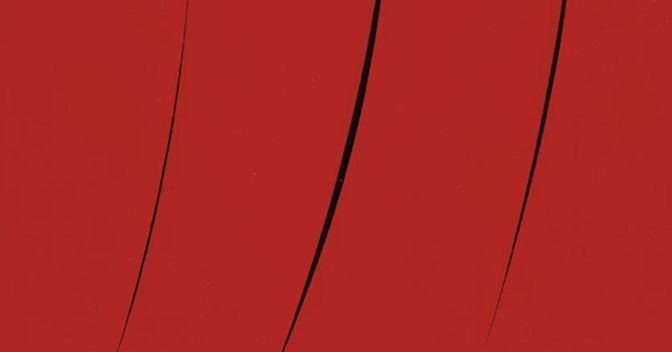 Lucio Fontana, Concetto spaziale. Attese, 1961, idropittura su tela, rosso, cm 92x73, stima 1,8-2,4 milioni di euro, venduto per 2.410.250 euro, Courtesy Farsettiarte 