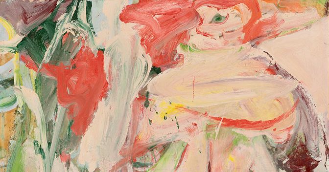 Willem De Kooning. Sin título (Mujer en un bosque) [Untitled (Woman in Forest)], ca. 1963–64. Óleo sobre papel, montado sobre masonita. 73,7 x 86,4 cm. Colección particular. © The Willem de Kooning Foundation, Nueva York /VEGAP, Bilbao, 2016 