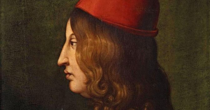 . Ritratto di Giovanni Pico della Mirandola eseguito da Cristofano Dell’Altissimo  (1483-1494 ca.)  e conservato   alla Galleria  degli Uffizi 