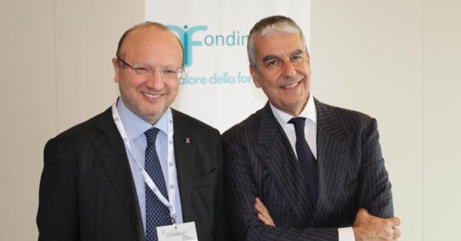 Il presidente di Confindustria Vincenzo Boccia con il presidente di Fondimpresa Bruno Scuotto 