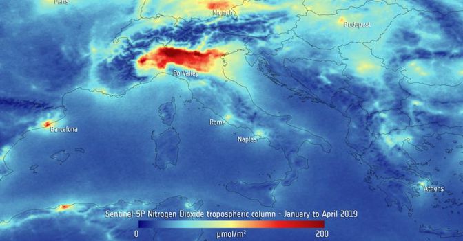 Inquinamento dell'aria, la mappa dell'Italia e della Pianura Padana