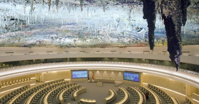 L’aula del Consiglio per i diritti umani nella sede delle Nazioni Unite a Ginevra 