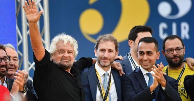 Beppe Grillo, Davide Casaleggio, Luigi Di Maio (Afp) 