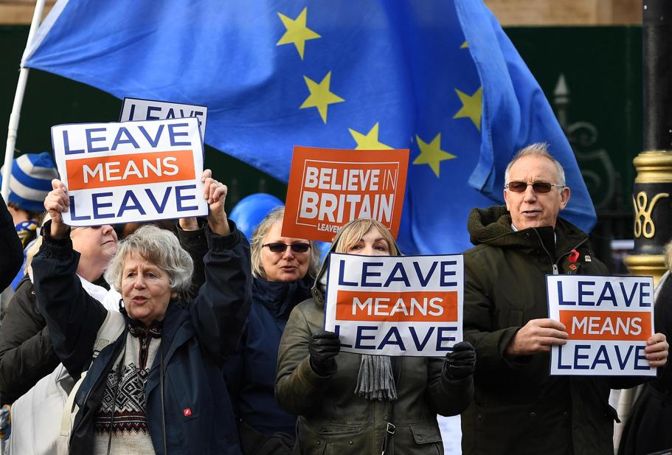 Manifestazione di Brexiteer a Londra  
