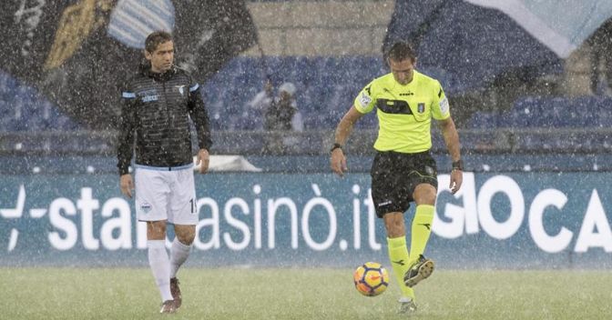 L’Olimpico sotto il nubifragio. Lazio-Udinese rinviata (Ansa) 