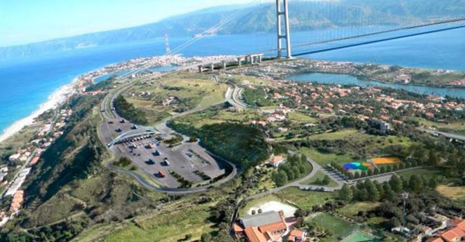 Elaborazione grafica del progetto del ponte sullo Stretto (Ansa) 