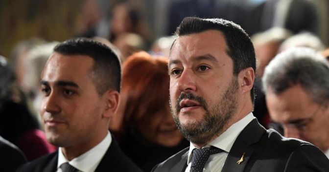 Da sinistra a destra, i due vicepremier Luigi Di Maio e Matteo Salvini (foto Ansa) 