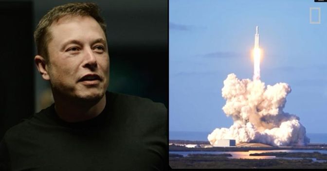 Elon Musk osserva il lancio del Falcon. L'immagine è tratta dal video del National Geographic 