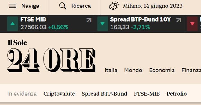 Mib il clearance sole 24 ore