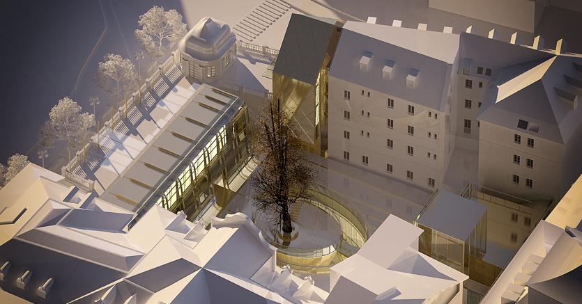 Palais Campofranco: al termine della riconversione nella corte interna ci saranno negozi, servizi e aree dedicate alla ristorazione