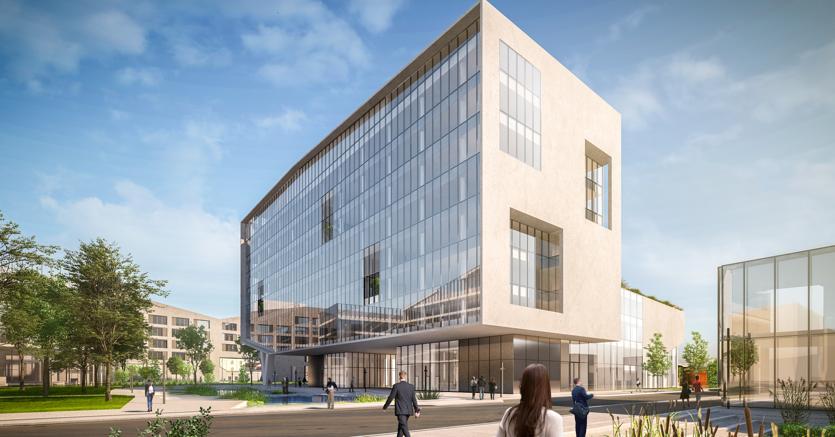 Rendering dell'edificio D di Symbiosis
