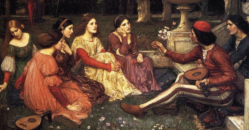 John William Waterhouse, «Un racconto del Decamerone», 1916