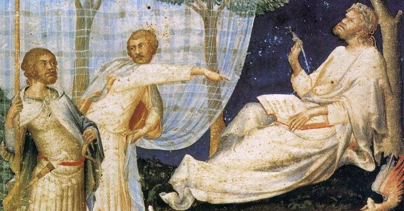 Frontespizio del «Commento di Servio a Virgilio», miniatura ad acquarello su pergamena di Simone Martini (1340), Milano, Biblioteca Ambrosiana
