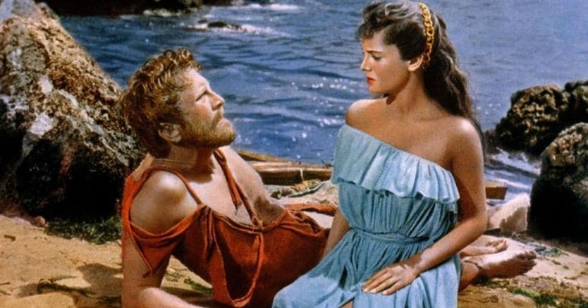 Come ti chiami, straniero? Kirk Douglas (Ulisse) e Rossana Podestà (Nausicaa) nel film «Ulisse» (1954) di Mario Camerini