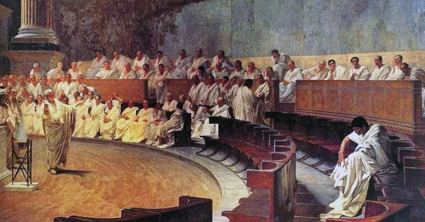 
Il Senato romano. Un particolare dell’affresco  della Sala Maccari a Palazzo Madama  a Roma

