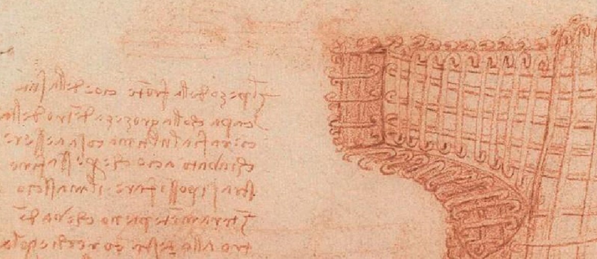 Leonardo da Vinci, «Studio di armatura per la fusione della testa del cavallo di Francesco Sforza» (particolare), Madrid, Biblioteca Reale