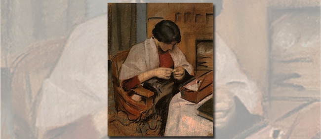  August Macke, «Elisabeth Gerhardt Sewing», 1909 