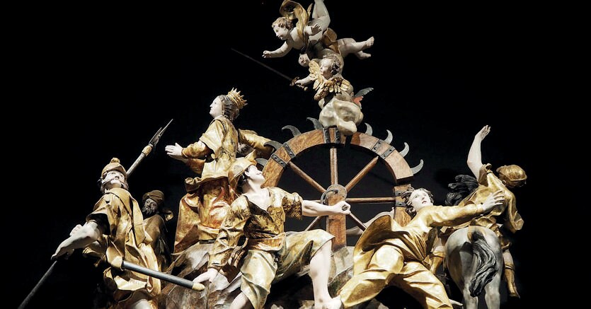 Cassa processionale. Anton Maria Maragliano, Martirio di santa Caterina, (1735-1736), Sestri Levante (GE), Chiesa di San Pietro in Vincoli