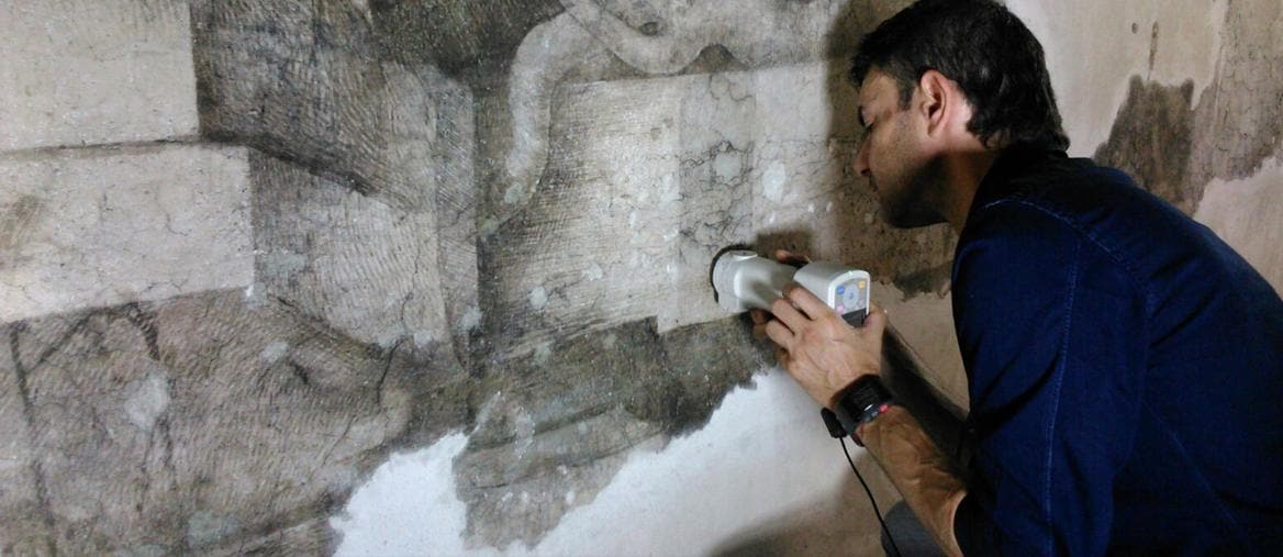 WorkIl in progress.Restauro dei dipinti  a monocromo realizzati  da Leonardo nella Sala delle Asse del Castello Sforzesco di Milano