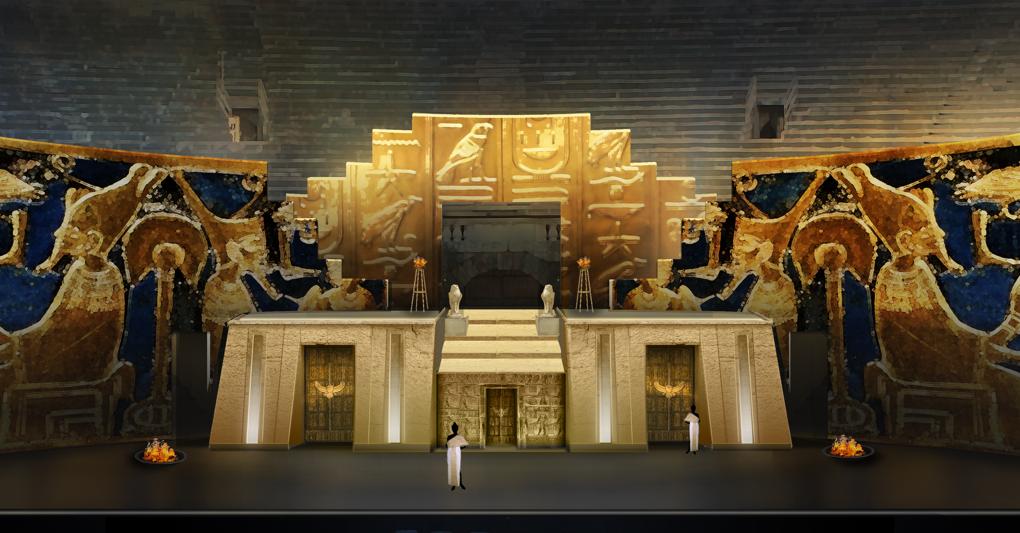 Un rendering dell’allestimento dell’«Aida» 