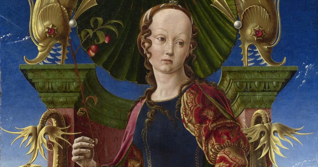 Cosmè Tura. «Calliope» (la musa della poesia epica), 1460 circa, Londra, National Gallery 