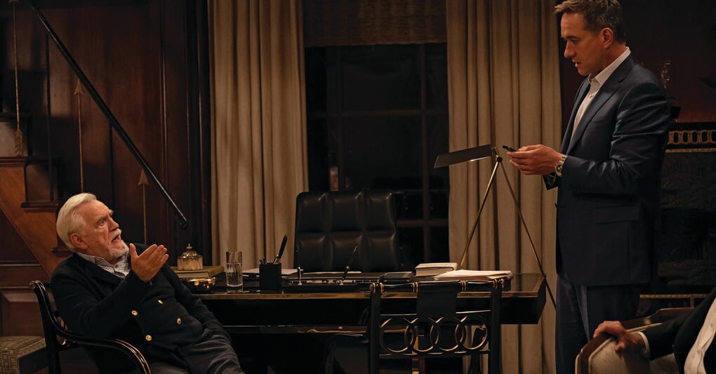 Drama. Da sinistra, Logan Roy (Brian Cox) e Tom Wambsgans (Matthew Macfadyen) 