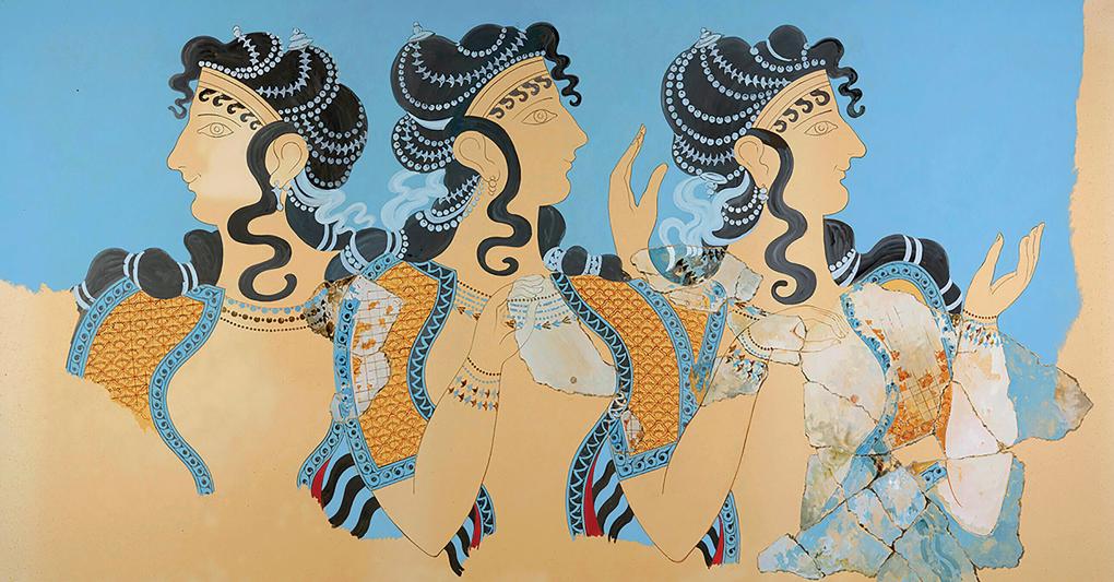 Bellezza eterna. Restauro ad acquerello di «Ladies in Blue Fresco», di Émile Gilliéron père (1850-1924) 
